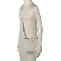 White Leather Vitello Phenix Crossbody Bag