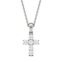 Forever One Moissanite Gold Cross Pendant Necklace, 0.36cttw Dew