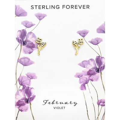 Sterling Silver Birth Flower Studs-february