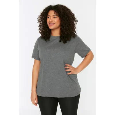 Woman Große Größen Regular Fit Basic Crew Neck Knit Plus T-shirt