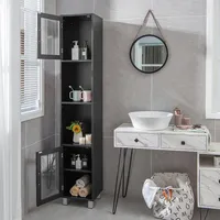 71" Tall Tower Bathroom Storage Cabinet Organizer Display Shelves Bedroom Greybrownblack