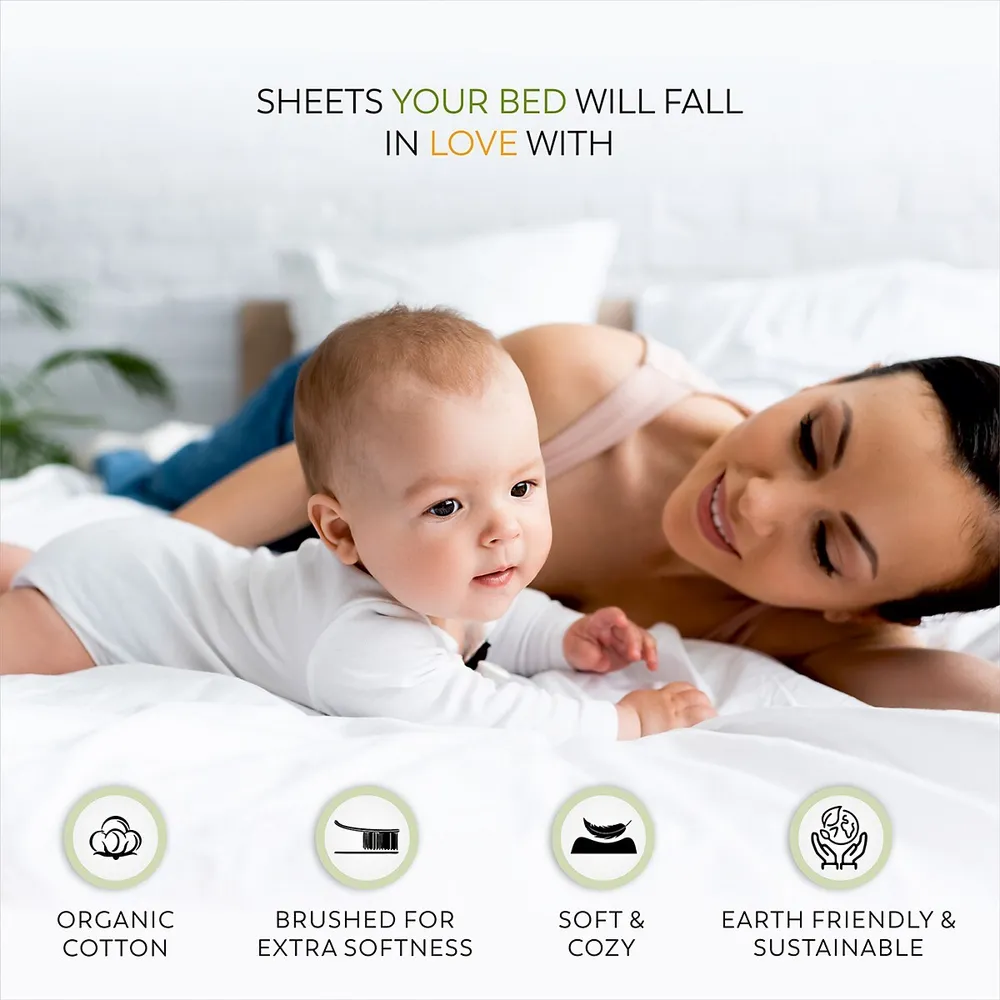 300 Thread Count Organic Cotton Percale Sheet Set With Pillowcases