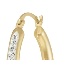 14kt 20mm Yellow Gold With Crystal Front Hoop Earring