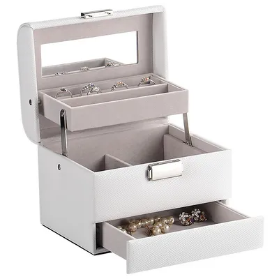 Multi-layer Jewellery Storage Box Organizer, Pu Leather Display Case For Rings Earrings Necklaces Storage