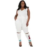 Plus Curvy Flocked Screen Print Ankle Jogger Pants