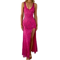Glittery Long Prom Dress with a Slit FINAL SALE