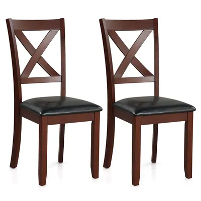 Wooden Dining Chairs Set Of 2 Kitchen Side Chair With Padded Seat Rubber Wood Legs