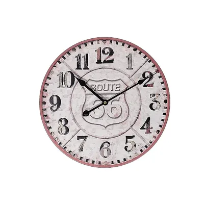 Round Metal Wall Clock (embossed Route 66) (14" Dia)
