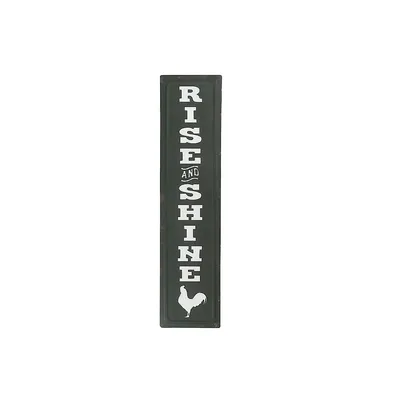 Vertical Embossed Metal Sign Rise And Shine