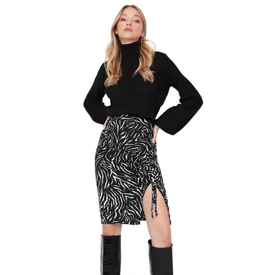 Women Midi Bodycon Knit Skirt