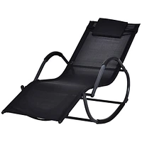 Patio Rocking Chair With Mesh Seat Headrest Armrests