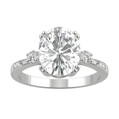 14k White Gold Moissanite By Charles & Colvard 10x8mm Oval Engagement Ring, 3.14cttw Dew