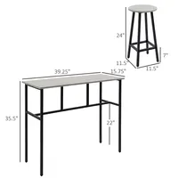 6-piece Bar Table Set Includes 2 Breakfast Tables