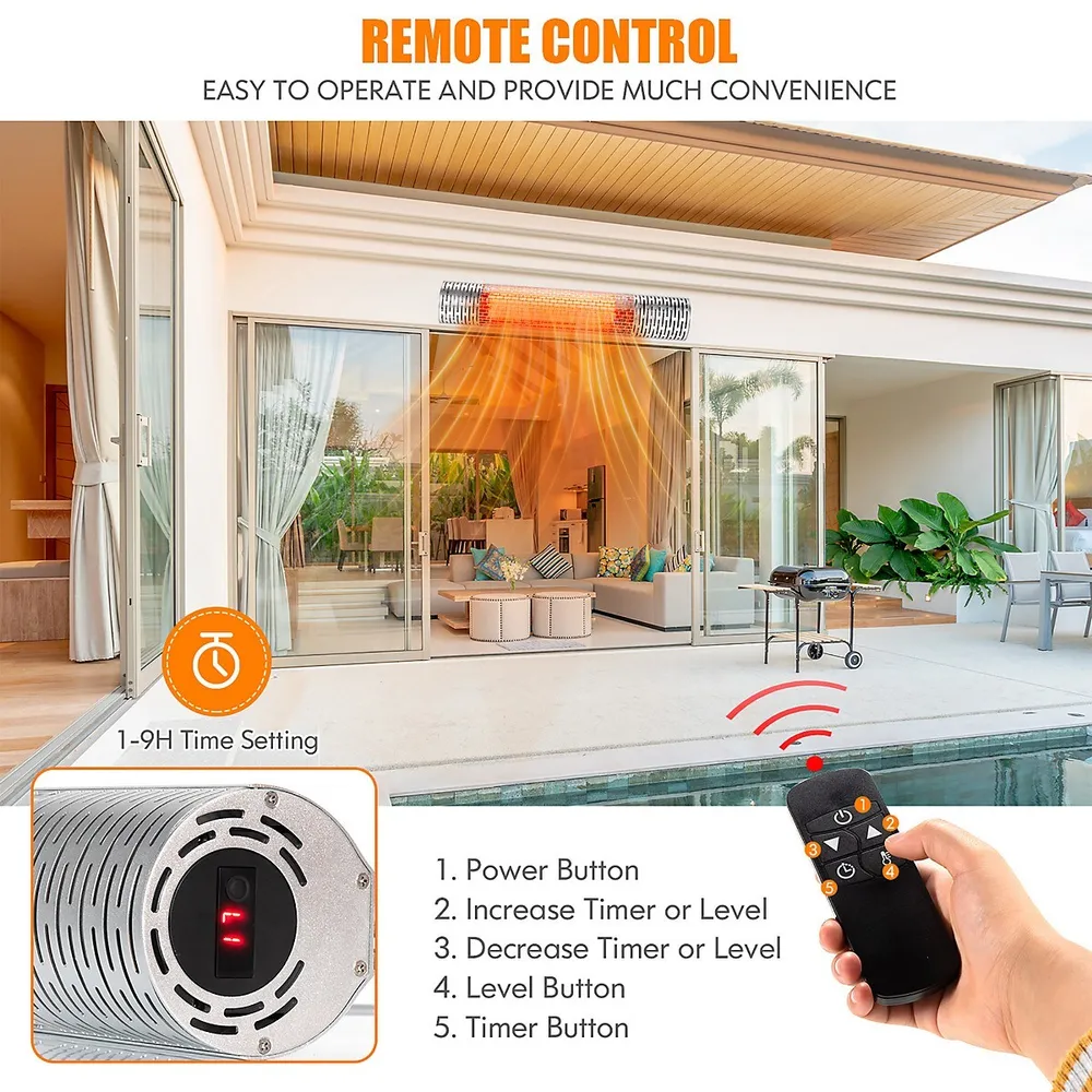 Costway 1500w Wall-mounted Infrared Heater Indoor u0026 Outdoor Electric Heater  With Remote | Southcentre Mall