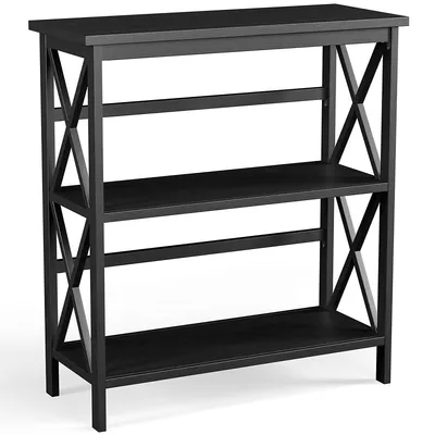 3-tier Bookshelf Wooden Open Storage Bookcase For Home Office Whiteblackcoffeenatural