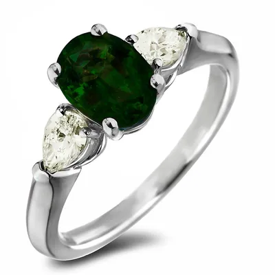 White Gold Ruby/sapphire & Diamond Three Stone Trilogy Ring