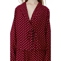 Women Polka Dot Woven Shirt-trousers Pajama Set