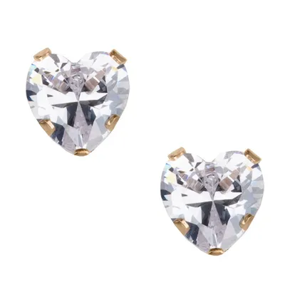 10kt Heart Cubic Zirconia Stud Earrings