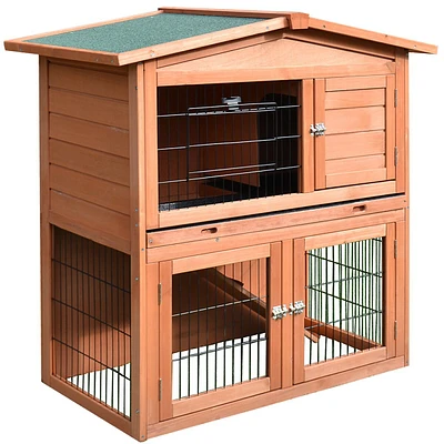 40" Rabbit Hutch Wood Cage Poultry House Small Animal Habitats
