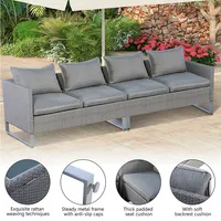 2pcs Patio Conversation Set Sectional Sofa Furniture Cushioned Seat Garden Grey