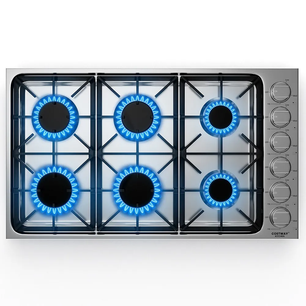 Inches Gas Cooktop Stainless Steel Built-in Stovetop With Sealed Burners