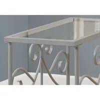 Accent Table, Side, End, Nightstand, Lamp, Living Room, Bedroom, Metal, Tempered Glass, Grey, Clear, Traditional