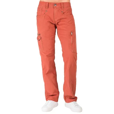 Men's Relaxed Straight Enzyme Washed Canvas Cargo Jeans
