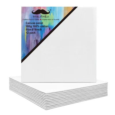 12/pack 8" x 8" Blank Canvas Panels, Artist Canvas Boards For Painting, White
