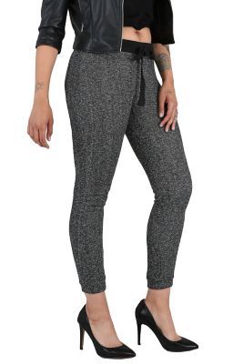 Poetic Justice Curvy Black Marled Yarn French Terry Jogger Pants |  Metropolis at Metrotown