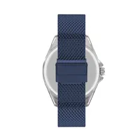 Men's Lc07353.330 3 Hand Silver Watch With A Blue Mesh Band And A Blue Dial