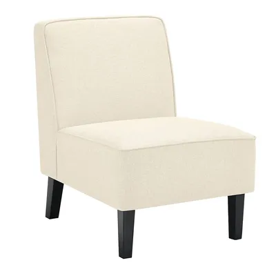 Modern Armless Accent Chair Fabric Single Sofa Withrubber Wood Legs Beige/gray