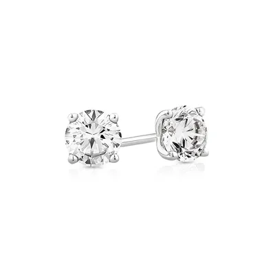 1.00 Carat Tw Diamond Solitaire Stud Earrings In 18kt White Gold