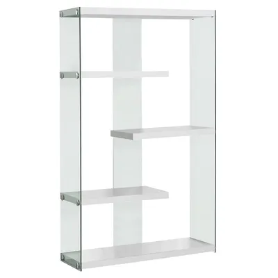 Bookcase 60" High / Glossy With Tempered Glass