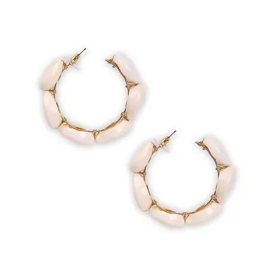 White Shell Hoop Earrings