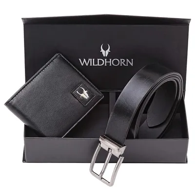 Men's Genuine Leather Bifold Wallet Rfid Blocking & Belt Combo Gift