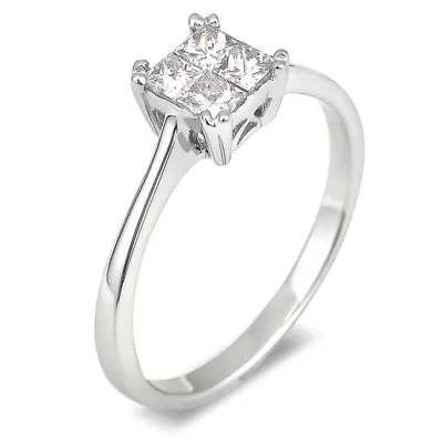 14k White Gold 0.40 Cttw Canadian Diamonds Engagement Ring