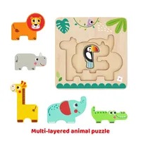 Multi Layered Animal Puzzle - 7pcs - 3d Wooden Puzzle Early Education Toy, Ages 12m+