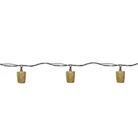 10-count Brown Tiki Mask Patio String Lights - 7.25 Ft Brown Wire