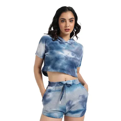 Women's Waffle-textured Cropped Co-ord Set