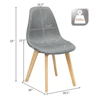 Set Of Dining Chair Fabric Cushion Seat Modern Mid Century W/wood Legs