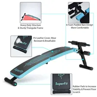 Superfit Folding Weight Bench Adjustable Sit-up Board Curved Decline Bench