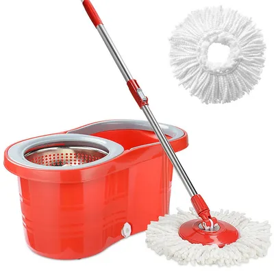 Rotating Mop Bucket Set, Removable Rotating Basket & 360 ° Magic Mop, Wet & Dry Mop