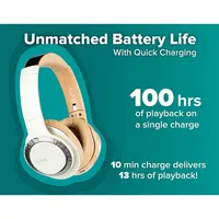 Fast Charging Wireless Bluetooth Headphone 100h - Cleer Audio ENDURO 100 Over Ear Lightweight Earphones | 100Hr Long Battery, Take Calls (Navy Silver)