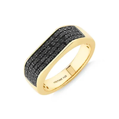 Men’s Ring With 0.95 Carat Tw Of Enhanced Black Diamonds In 10kt Yellow Gold