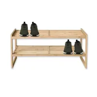 Costway 4-Tier Bamboo Shoe Rack Entryway Organizer w/Umbrella Holder & Shelves