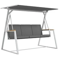 3-seat Patio Swing Chair Porch Swing W/ Adjustable Canopy