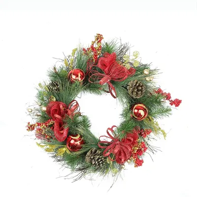 Berries And Ornaments Embellished Artificial Christmas Wreath - 26-inch, Unlit