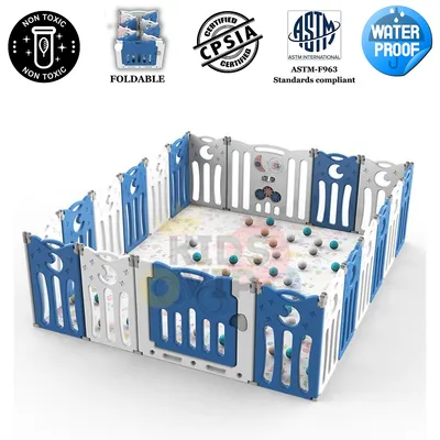 Indoor/outdoor Foldable Playpen With 16 Panels, Fence, And Safety Toddlers Infants
