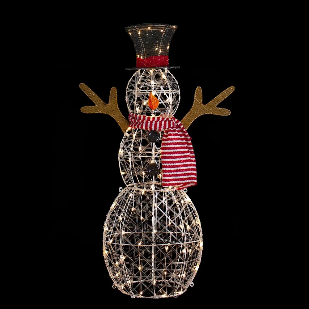 71'' LED Lighted White Iridescent Twinkling Snowman Outdoor