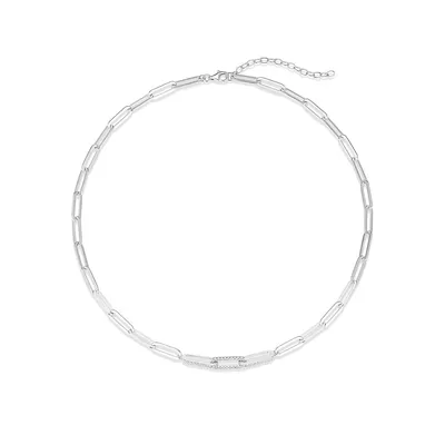 Sterling Silver & Cubic Zirconia Paperclip Link Chain